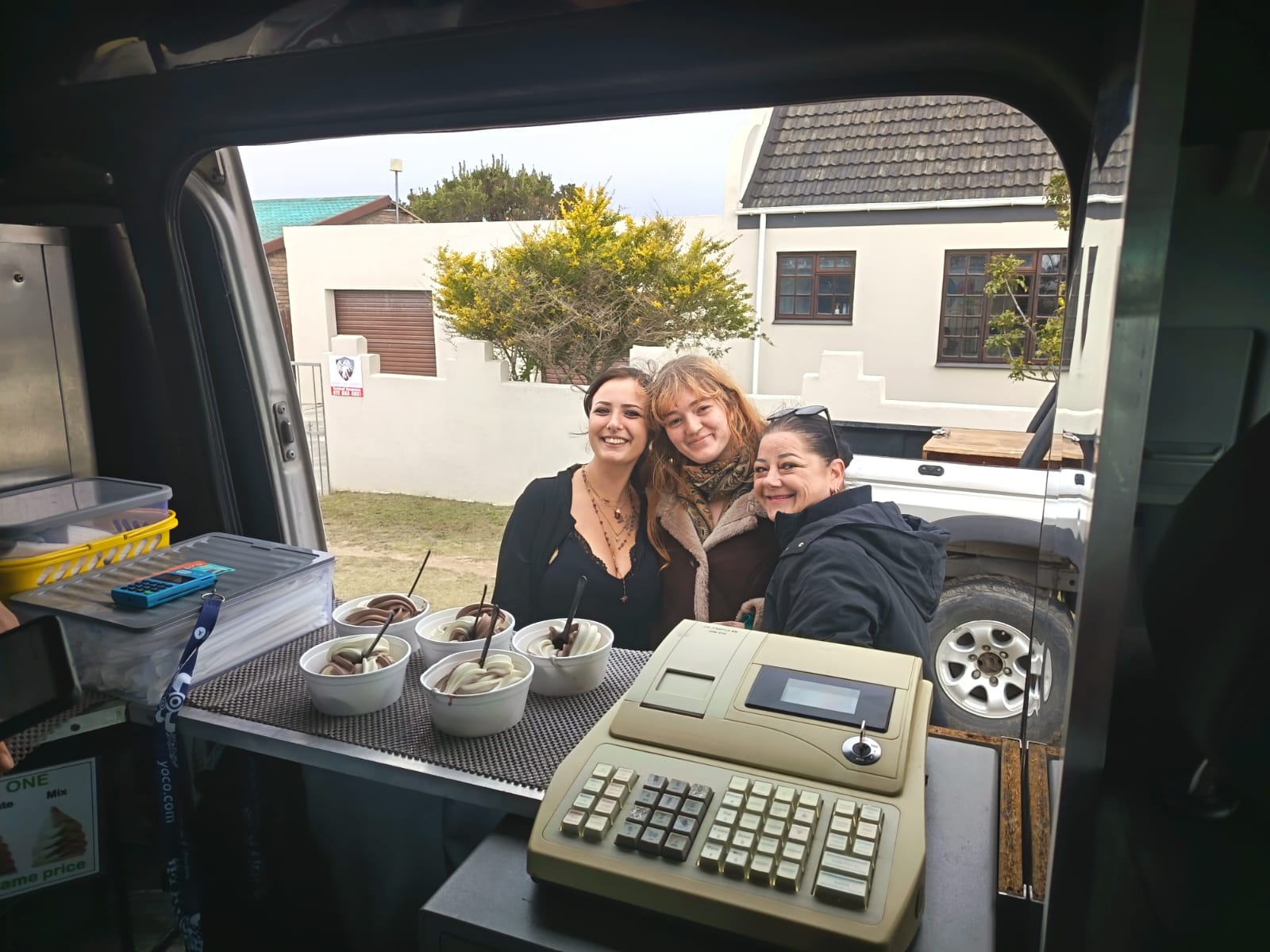 Friends enjoying ice cream at the LekkerLicks van
